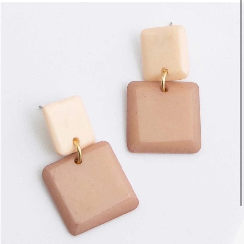 Noonday Collection Tan and Cream Earrings